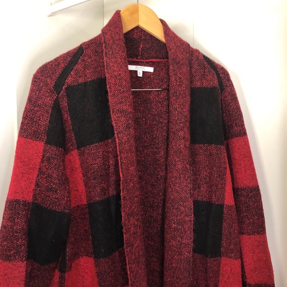 Great condition Alfred Sung Red Gingham pattern long cardigan - Size XL - Picture 1 of 7